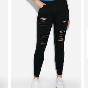 Express Mid-rise Black Ripped Jean Jegging